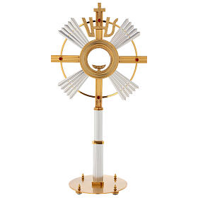 Monstrance in bronze with rays, IHS and stones
