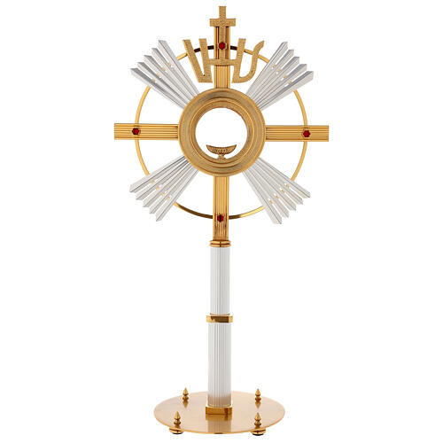 Monstrance in bronze with rays, IHS and stones 1