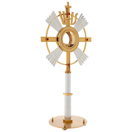 Monstrance in bronze with rays, IHS and stones 5
