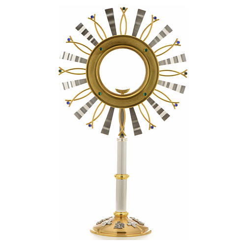 Monstrance in two tone bronze with rays and stones 1