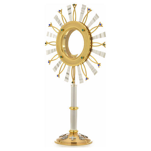 Monstrance in two tone bronze with rays and stones 2