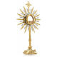 Monstrance in two tone brass, height 44cm, 7,5cm display case s3