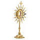Monstrance in two tone brass, height 44cm, 7,5cm display case s4