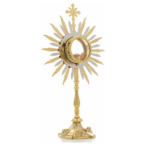 Monstrance in two tone brass, height 44cm, 7,5cm display case 3