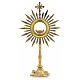 Monstrance in two tone brass, height 44cm, 7,5cm display case s1