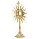 Monstrance in two tone brass, height 44cm, 7,5cm display case s2