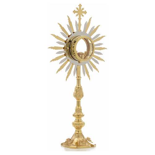 Monstrance in two tone brass, height 50cm, 7,5cm display case 3