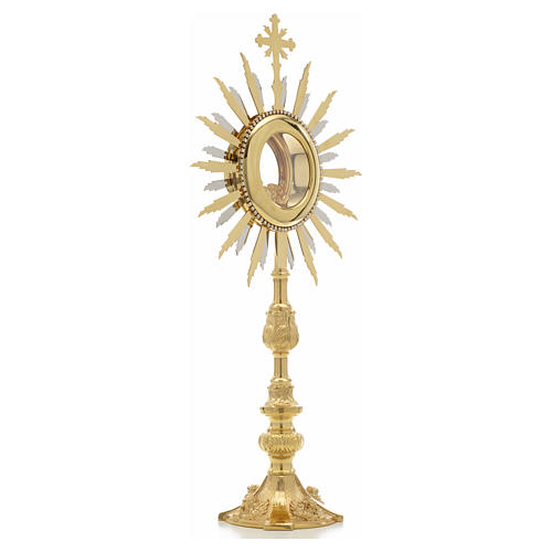 Monstrance in two tone brass, height 50cm, 7,5cm display case 4