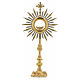 Monstrance in two tone brass, height 50cm, 7,5cm display case s1