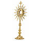 Monstrance in two tone brass, height 50cm, 7,5cm display case s2