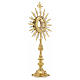 Monstrance in two tone brass, height 50cm, 7,5cm display case s4