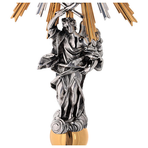 Monstrance in brass, Baroque style and strass with angel 4