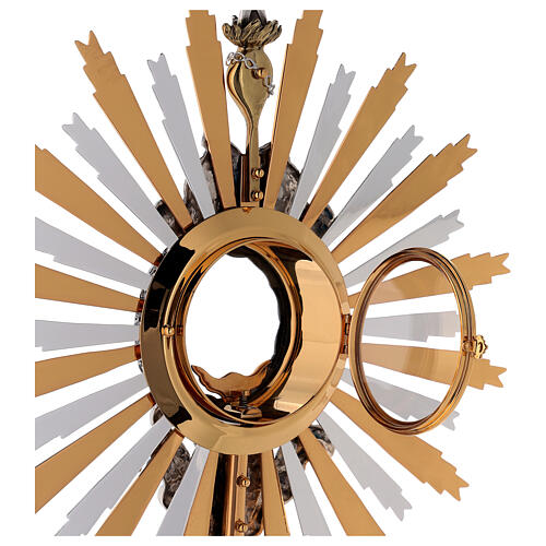 Monstrance in brass, Baroque style and strass with angel 8