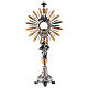 Monstrance in brass, Baroque style and strass with angel s1