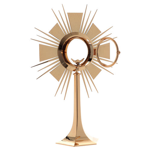 Monstrance in brass with enamels, Fish and Loaves, Holy Spirit 4