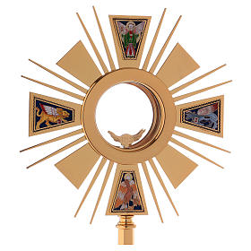 Monstrance in brass with enamels, 4 Evangelists