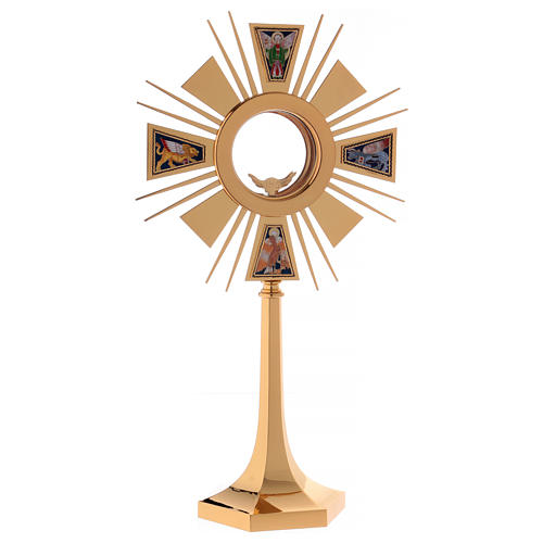 Monstrance in brass with enamels, 4 Evangelists 1