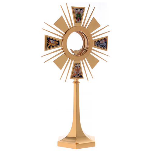 Monstrance in brass with enamels, 4 Evangelists 4