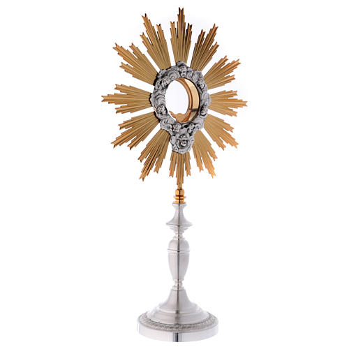 Monstrance in two tone brass H 60cm 5