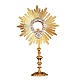 Monstrance in brass and strass, Crucifixion and angels s1