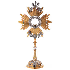 Monstrance in two tone brass with angels