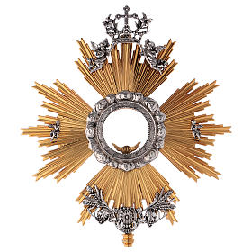 Monstrance in two tone brass with angels