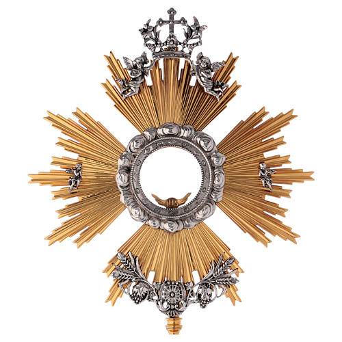 Monstrance in two tone brass with angels 2