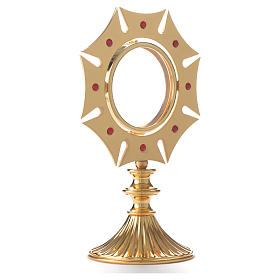 Teca ottone dorato pietre sintetiche rosse