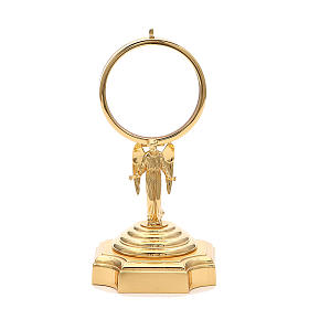 Chapel Monstrance in gold-plated brass with angel 18cm
