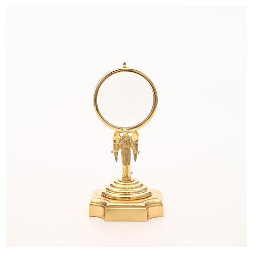 Chapel Monstrance in gold-plated brass with angel 18cm 5