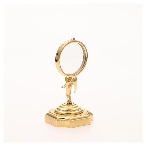 Chapel Monstrance in gold-plated brass with angel 18cm 7