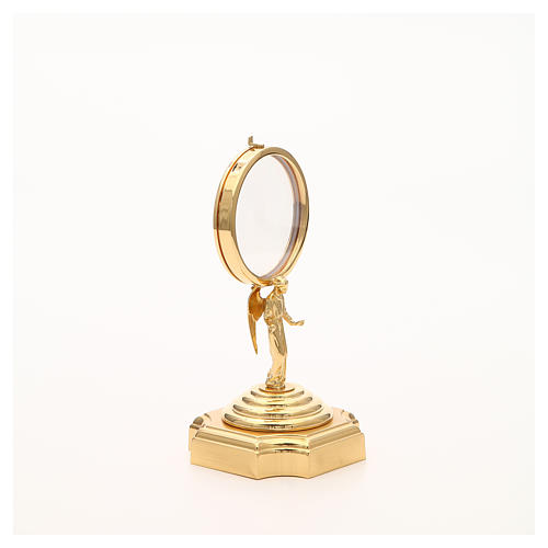 Chapel Monstrance in gold-plated brass with angel 18cm 8