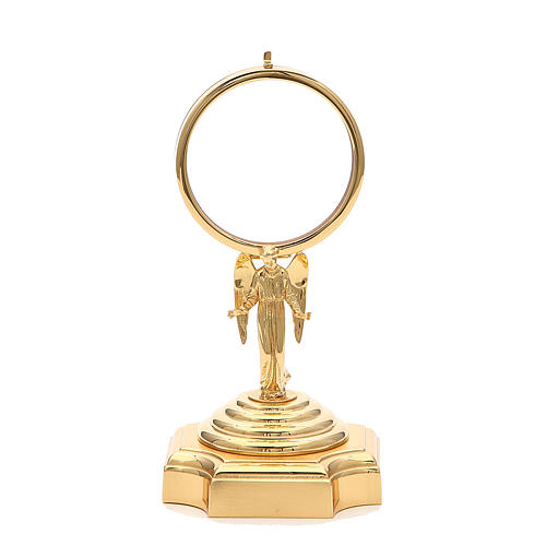Chapel Monstrance in gold-plated brass with angel 18cm 1