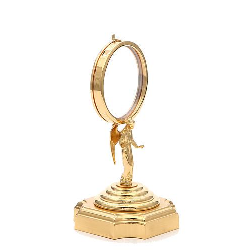 Chapel Monstrance in gold-plated brass with angel 18cm 2