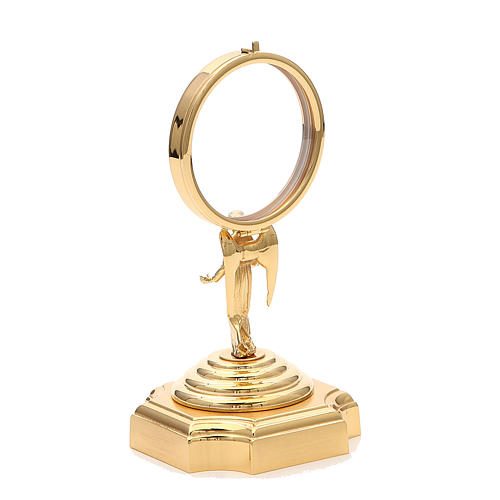 Chapel Monstrance in gold-plated brass with angel 18cm 4