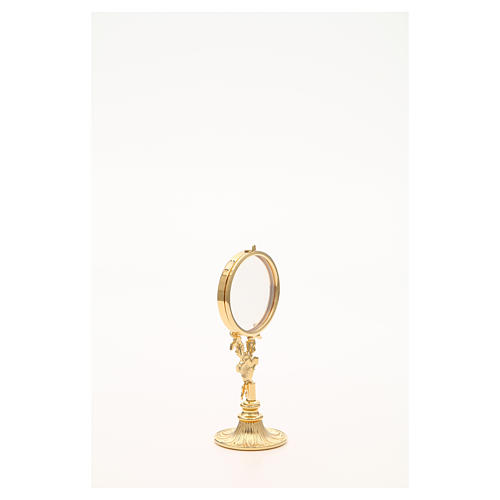 Chapel Monstrance in gold-plated brass with angels and ears of wheat 7