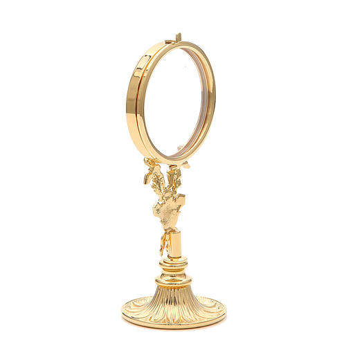 Chapel Monstrance in gold-plated brass with angels and ears of wheat 2