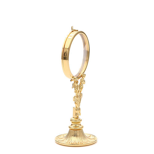 Chapel Monstrance in gold-plated brass with angels and ears of wheat 4