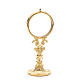 Chapel Monstrance in gold-plated brass with angels and ears of wheat s1