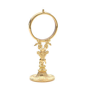 Chapel Monstrance in gold-plated brass with angels and ears of wheat