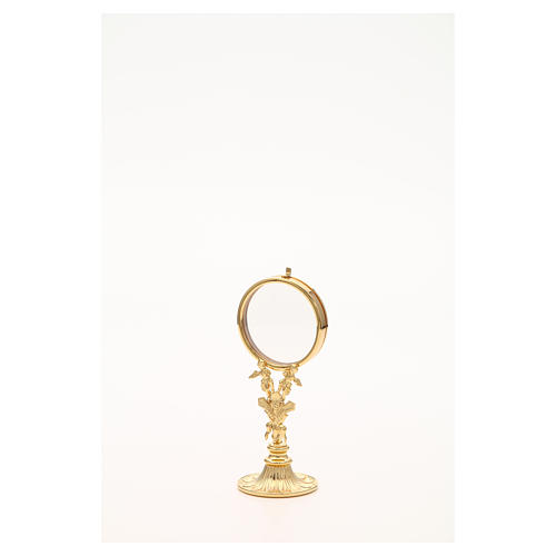 Chapel Monstrance in gold-plated brass with angels and ears of wheat 6