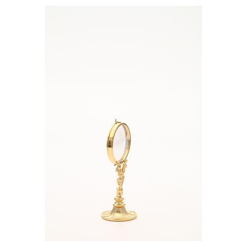 Chapel Monstrance in gold-plated brass with angels and ears of wheat 8