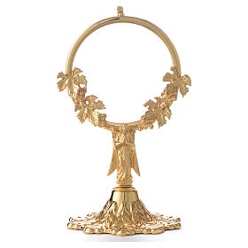 Chapel Monstrance in gold-plated brass with angel and vine branch
