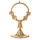 Chapel Monstrance in gold-plated brass with angel and vine branch s1