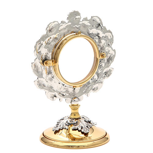 Monstrance in brass with ears of wheat, angel and grapes 4