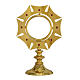 Monstrance in gold-plated brass with ruby red stones H19cm s1
