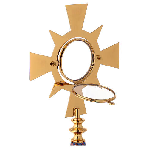 Monstrance in brass and resin, Four Evangelists, IHS 7