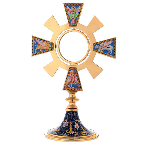 Monstrance in brass and enamel, Four Evangelists 1