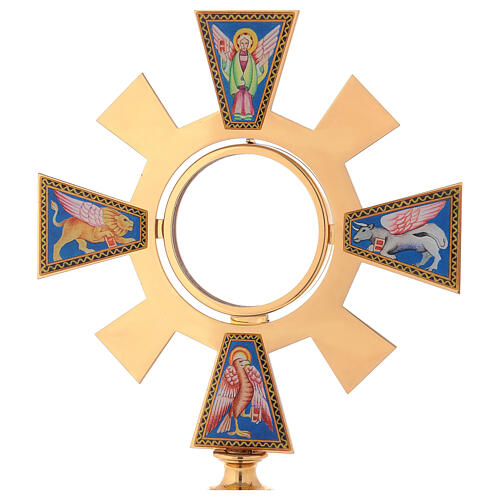 Monstrance in brass and enamel, Four Evangelists 2