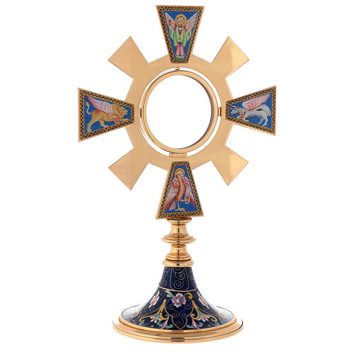 Monstrance in brass and enamel, Four Evangelists 4
